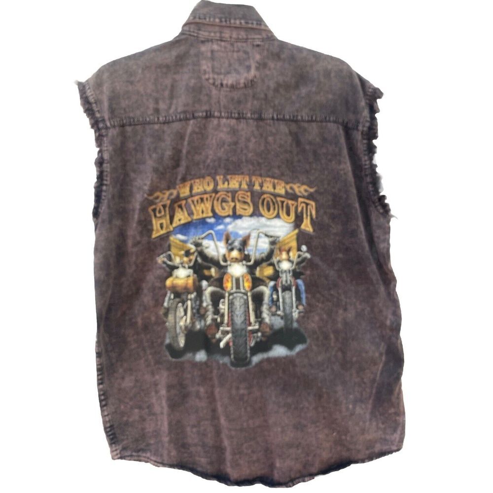 Biker Wear Sleeveless Shirt Who Let‎ The Hawgs Out Black Sz M